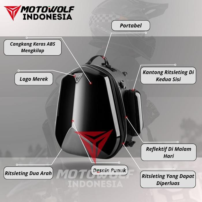 Motowolf Tail Bag Tas Motor Touring Multifungsi Tas Helm 44L MDL0705B