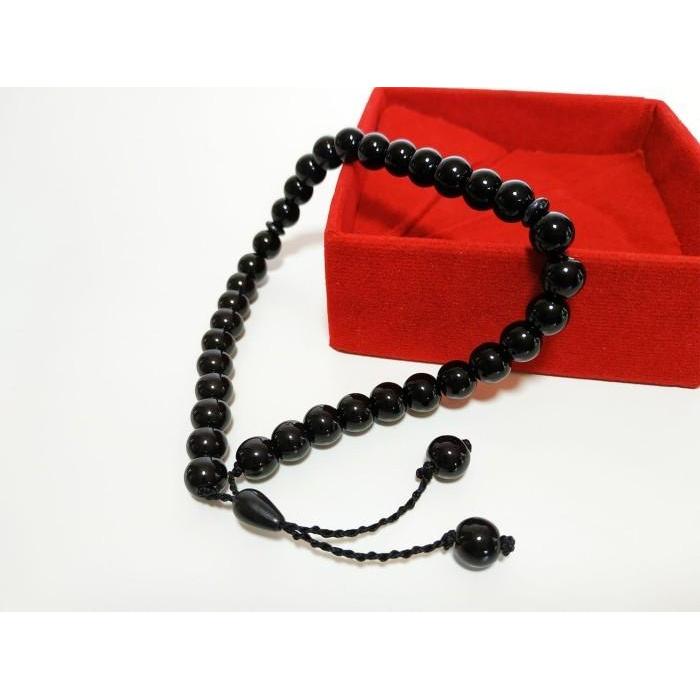 TERLARIS Tasbih Batu Giok Hitam 33 Butir Vee Jewelry Black Jade 8mm Asli China Cina - Gelang Terapi