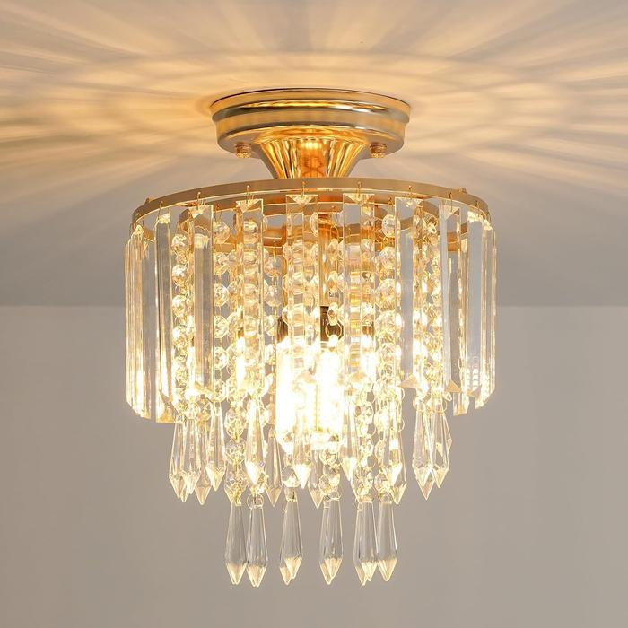 BERKUALITAS Lampu Kristal Minimalis Gold Lampu Hias Kristal Mini Lampu Gantung Plafon Lampu Kamar