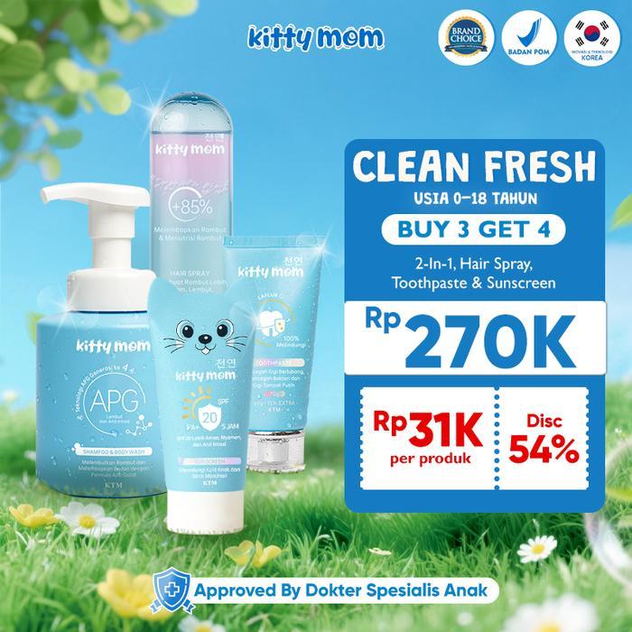 nppe- Kitty Mom Bundling Skincare Anak - Shampo Body Wash, Pasta Gigi, Hair Spray, Sunscreen