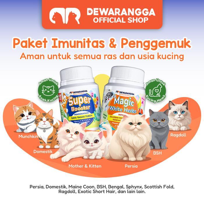 enimel- Dewarangga Super Booster & Magic White Herbs Paket Imun & Penggemuk Kucing -