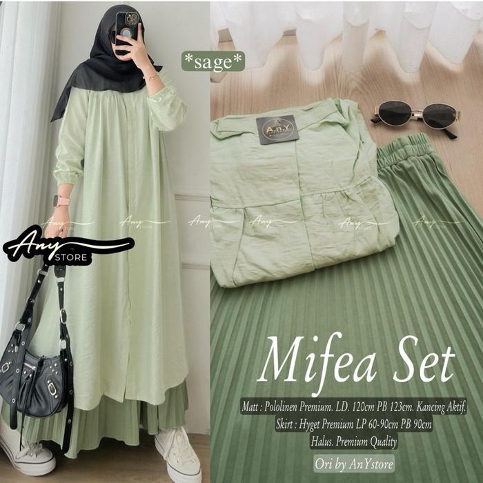New- Mifea set tunik polos rok plisket