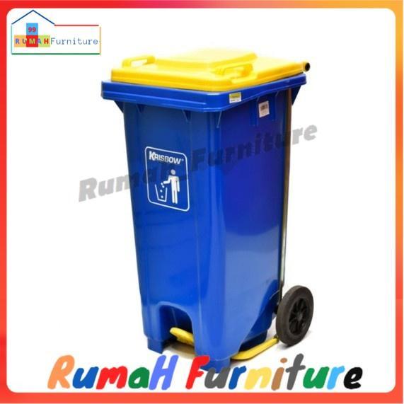 Krisbow tempat sampah 120 Liter outdoor/tong sampah - Biru