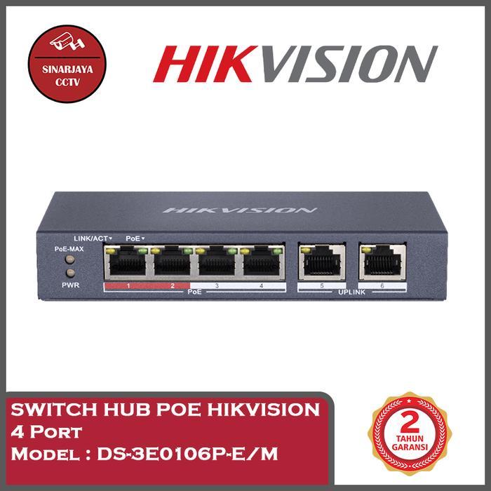 Switch Hub POE Hikvision DS-3E0106P-E/M 4 Port POE+ 2 Port Uplink