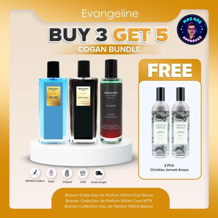 8z1x- Cogan Buy 3 Get 5Cowok Ganteng Bundle Braven Eau De Parfum 100Ml - Cool Wtr - Barber -