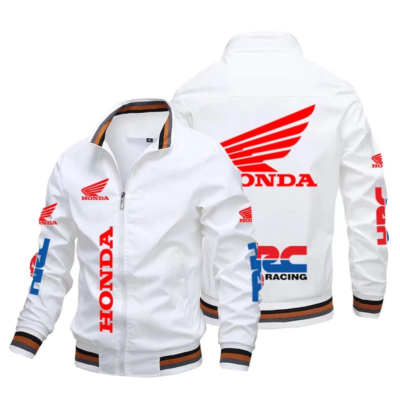 Honda Motorcycle Jacket For Men Honda Red Wing and HRC Logo Biker Jacket Windbreaker Men Sportswear