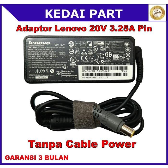 Adaptor Chargerr Lenovo 20V 3.25A Pin Thinkpad X201 X201I X201S Ori Garansi