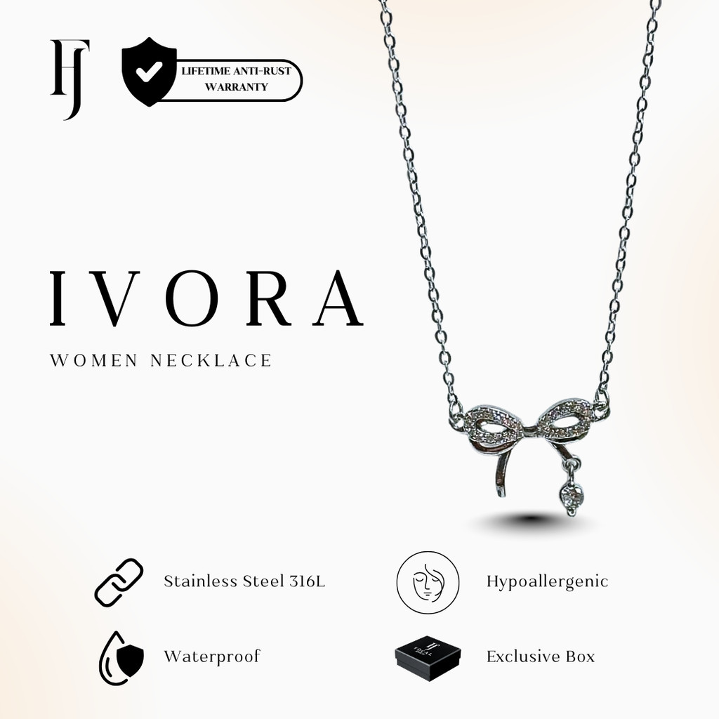 FOCAL Kalung Wanita IVORA - EXCLUSIVE BOX Kalung Liontin Pita Women Necklace Premium Casual Simple