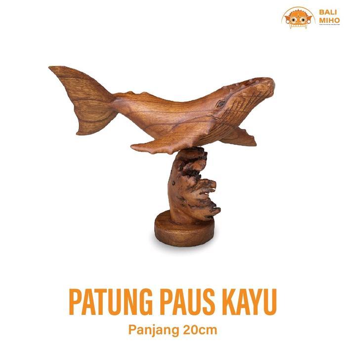 Patung Ikan Paus - Patung Paus Kayu - Dekorasi Kayu Paus - Kerajinan Paus - Whale Statue