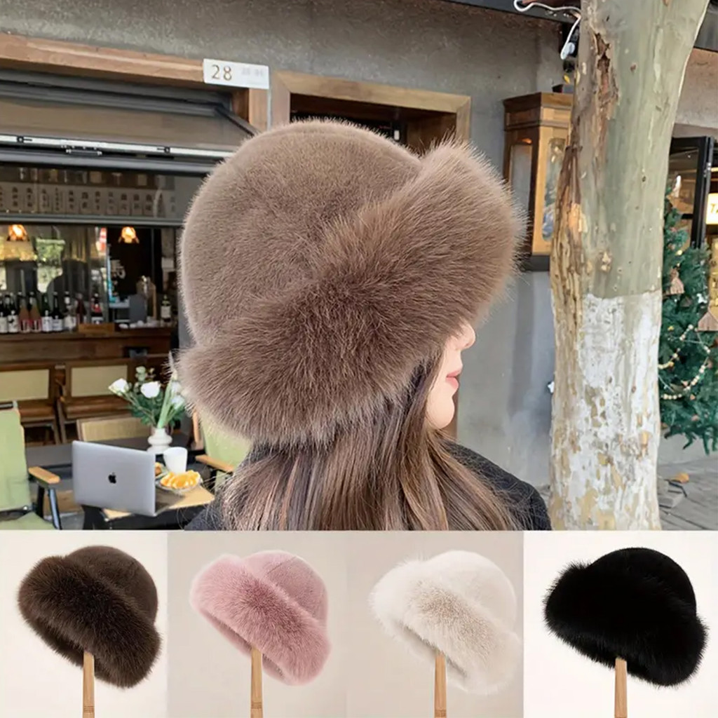 Women Warm Mongolian Hat Thicken Warm Fur Hat Windproof Ear Protection With Fur Edge Design Hat For