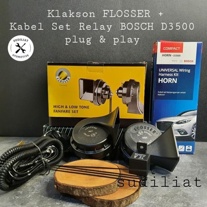 KLAKSON FLOSSER GERMANY + KABEL SET KLAKSON UNTUK MOBIL / MOTOR