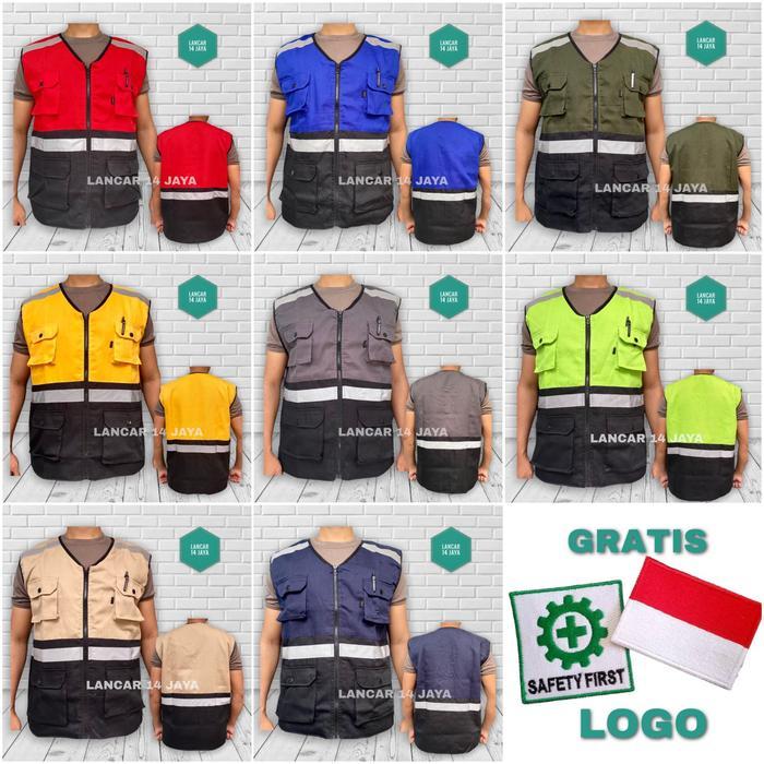 ORIGINAL Rompi Proyek K3 - Rompi Safety - Rompi Tambang - Rompi Kain cotton - Rompi 5 Kantong -