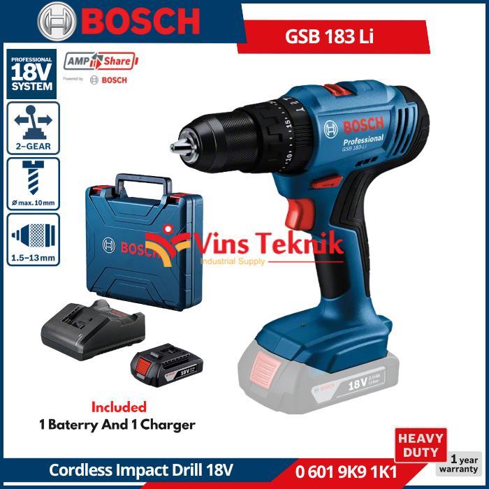 BOSCH GSB 183 LI Mesin Bor Tembok Baterai Cordless Impact Drill 18V GSB183Li
