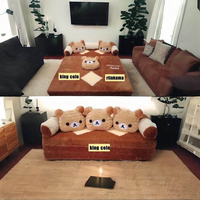 Sofa Bed Minimalis Bulu Rasfur Multifungsi Kasur Lipat Motif Karakter Free Bantal Busa Furniture