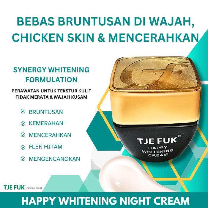 TJE FUK Happy Whitening Cream 30 Gr - Krim Malam Bruntusan Pemutih Pencerah Wajah Samarkan Flek