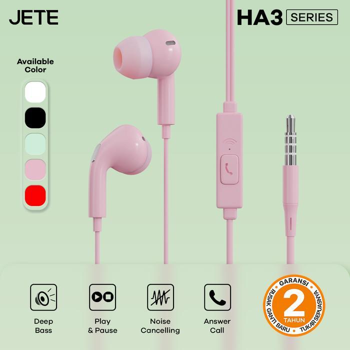 Earphone Handsfree Headset JETE HA3 with Audio Power Bass Original