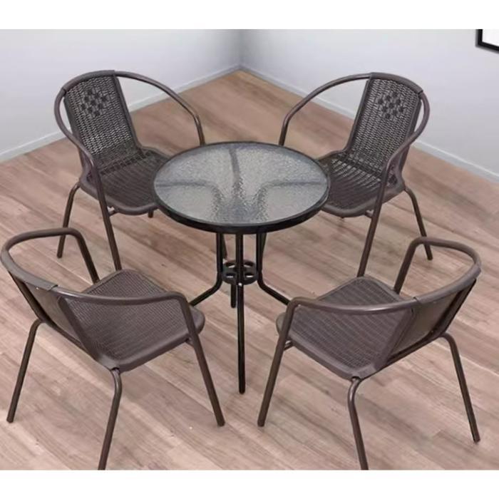 Furnibest Meja Teras Meja Taman Meja Outdoor Meja Makan Meja Bundar Kaca Meja Cafe