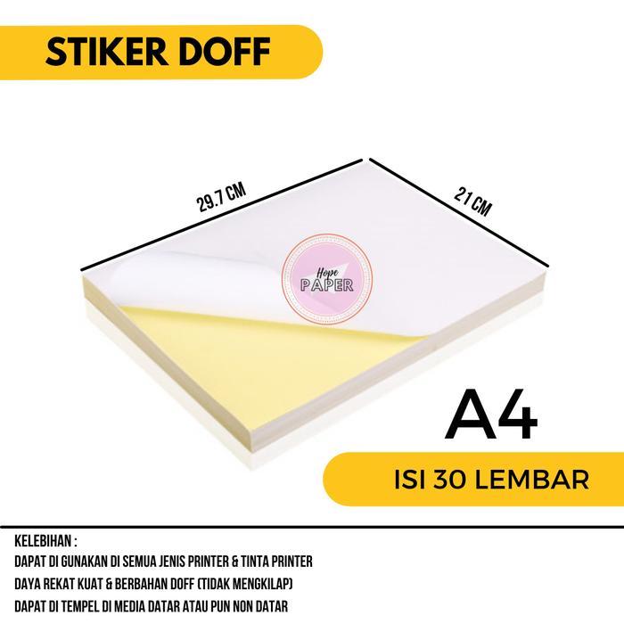 Kertas Stiker HVS A4 - 30pcs / Kertas Stiker / Sticker HVS Doff