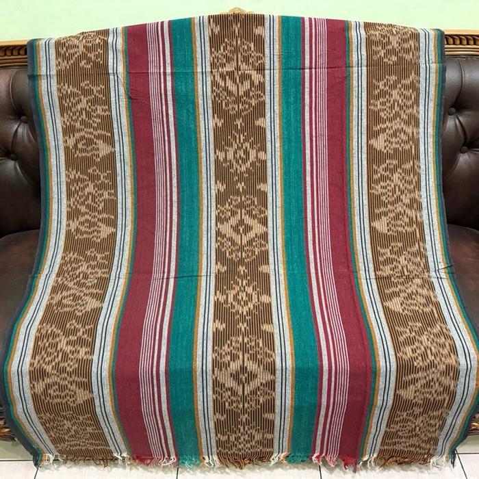 Kain Tenun Ikat Blangket Premium Etnik Kain Tenun Troso Jepara Bahan Pakaian Motif Bunga Rang''