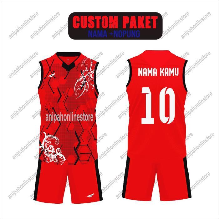 5ddn4n- Custom Nama Dan Nomor Punggung Baju Voli Pria/ Jersey Volly Singlet Terbaru Set Cowok