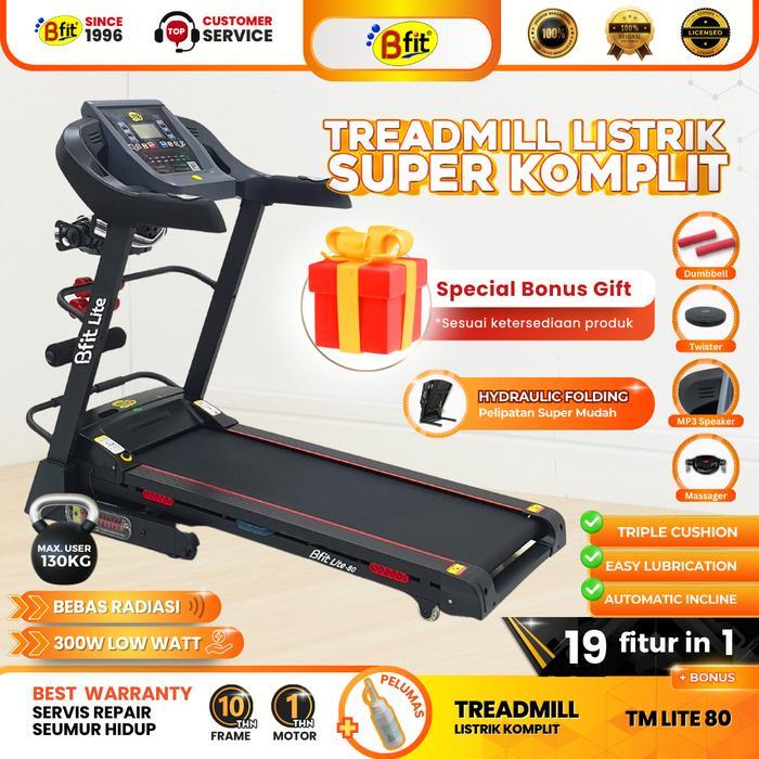 Treadmill Elektrik BFIT LITE-80 Essential Multifungsi Alat Fitness Treadmill Listrik Auto Incline