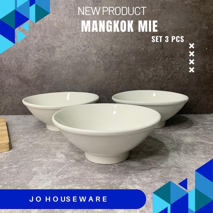 SALE SET 3 PCS Mangkok Mie Ramen Keramik Premium Putih Polos Diameter 20cm mangkok hotelware