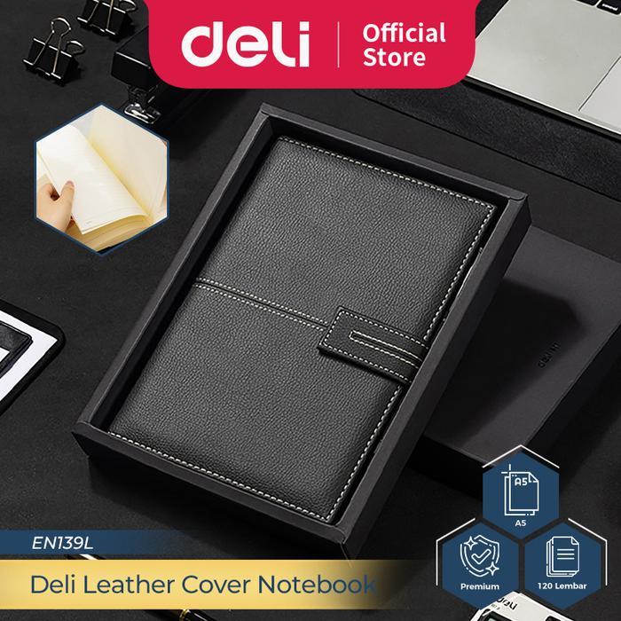 Deli Leather Cover Notebook Gift Set A5 120 Lembar EN139L Promo Premium