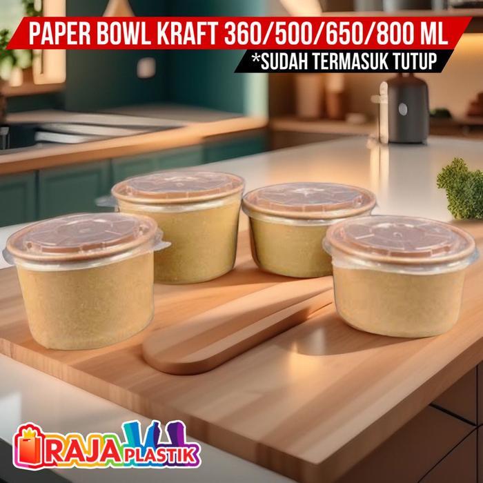 Paper Bowl Kraft + tutup / Mangkok Kertas / Rice Bowl Kraft + tutup