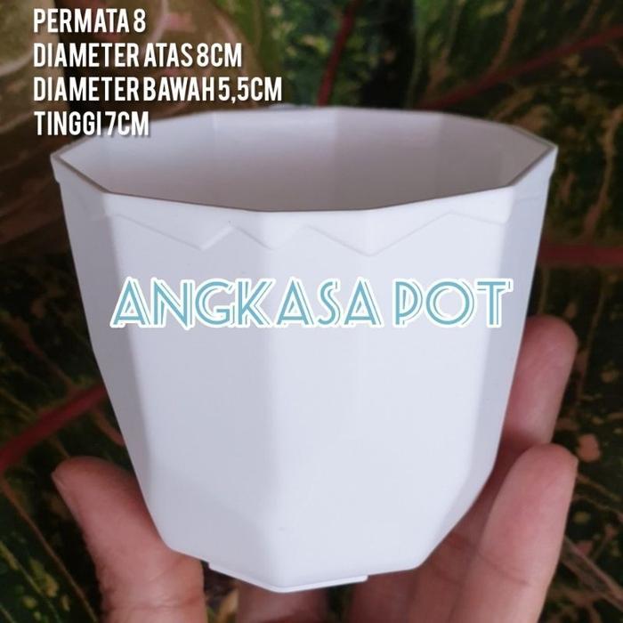 Pot Permata putih 8cm pot kecil, pot kaktus, pot mungil cantik