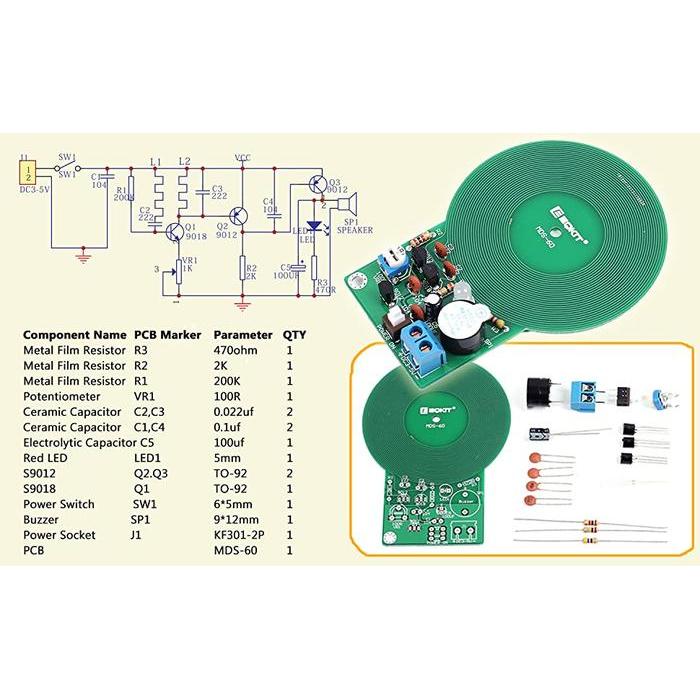 nt2iv- Diy Kit Metal Detector Detektor Logam Sensor Deteksi Besi Induksi