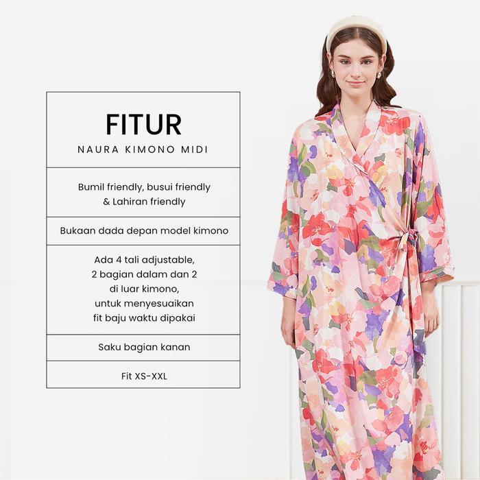 Promo Dyd Naura Kimono Midi Daster Busui & Lahiran Friendly Bahan Rayon Size Jumbo Dress Ibu Hamil