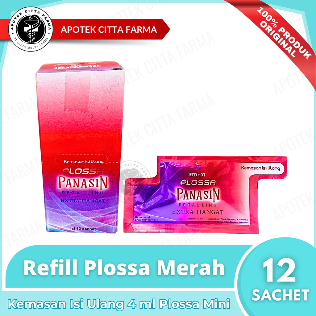 Plossa Mini Refill Red Hot / Merah 1 Box @ 12 Sachet - Minyak Aromaterapi Sensasi Panas