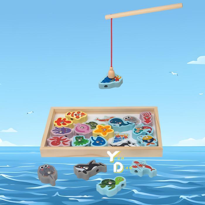 Mainan Edukasi Montessori Anak Laki Laki Perempuan Meronce & Memancing Hewan Kendaraan Buah Sayur