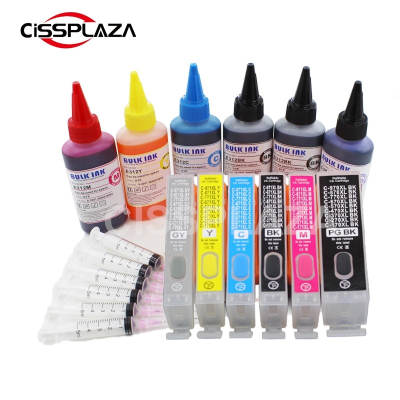 Cissplaza 6Colors Pgi570 Pgi-570 Refill Ink Cartridge Compatible For Canon Mg7750 Mg7751 Mg7752