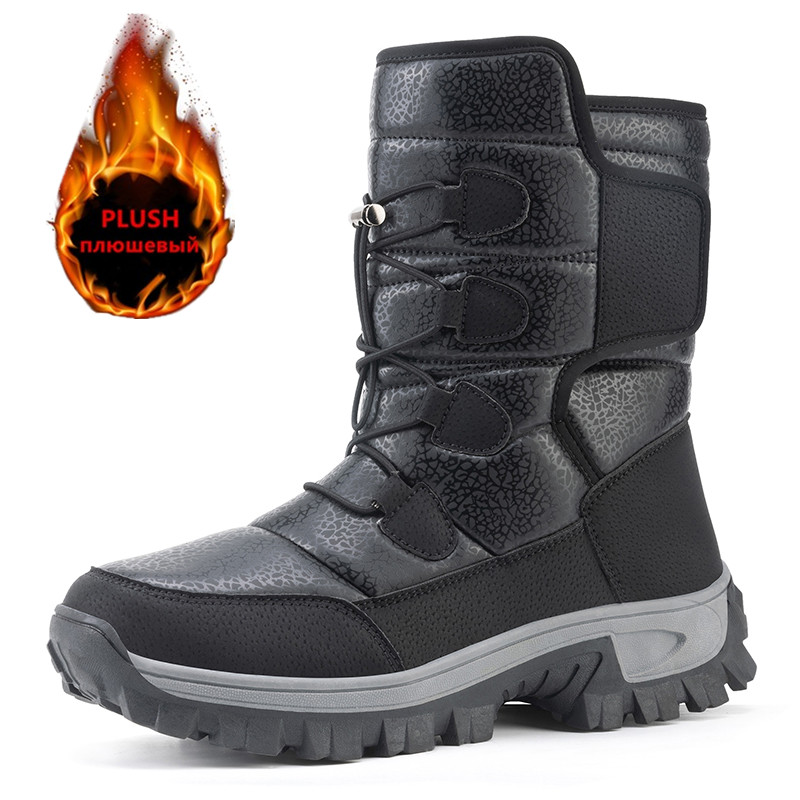 New Winter Men'S Shoes Warm Plush Men'S Boots High Top Couple Snow Boots Winter Outdoor Anti-Slip