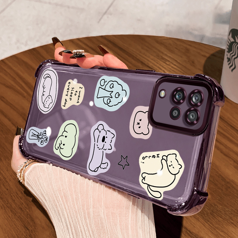 Casing Hp untuk Samsung A12 4G A12 5G M12 F12 Case Casing Sticker Hewan Kartun pola Cesing HP Kesing