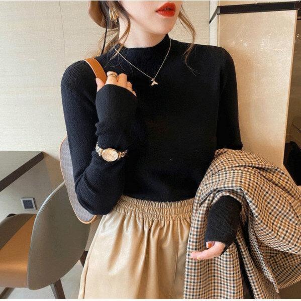 [Voucher] Bellastyle Atasan Rajut Turtleneck Wanita Lengan Panjang Iner Rajut Turtleneck Knit Baju
