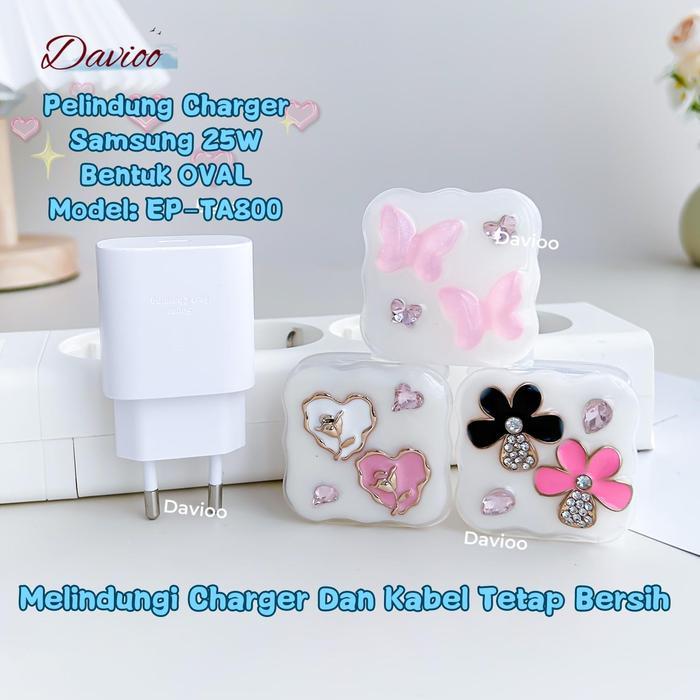 Pelindung Charger SAMSUNG 25W Bentuk OVAL Model EP-TA800 Set 5 Item Paket Cover Pelindung Kabel