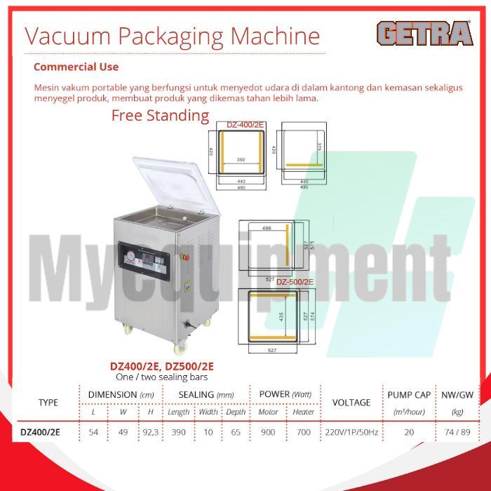 DZ400/2E VACUUM PACKAGING MACHINE MESIN VAKUM FREESTANDING GETRA DZ400/2E