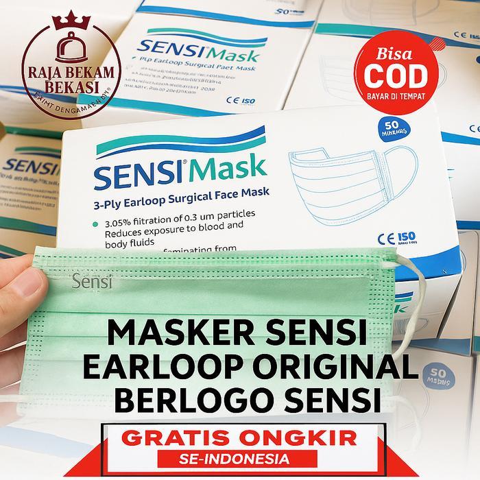 MASKER SENSI EARLOOP ISI 50 / SENSI MASKER BEDAH / MASKER SURGICAL MAS