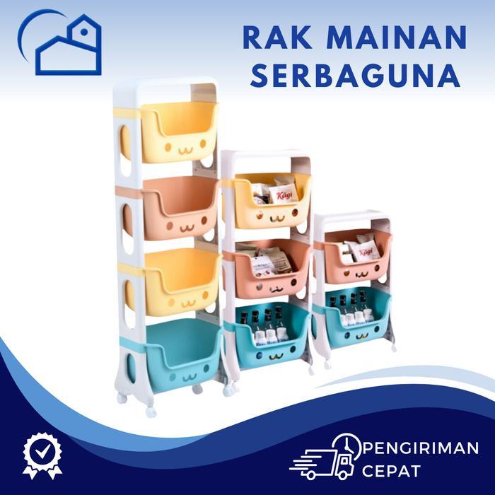 HOMESTATION - Rak Mainan Anak 4 Susun / Rak Lucu Anak Penyimpanan Mainan 3 Susun / Rak Penyimpanan