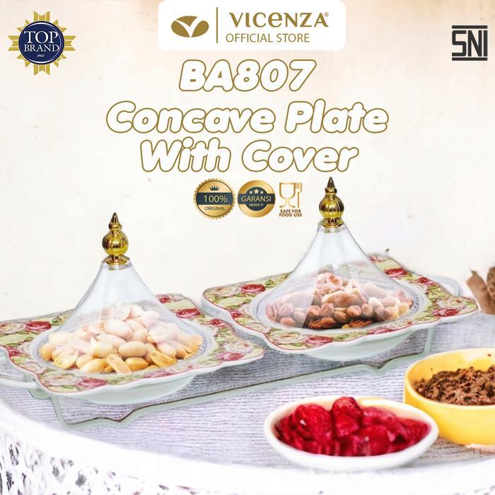 Vicenza Piring Kecil Cekung dengan Tutup Kerucut BA807 Motif Mawar