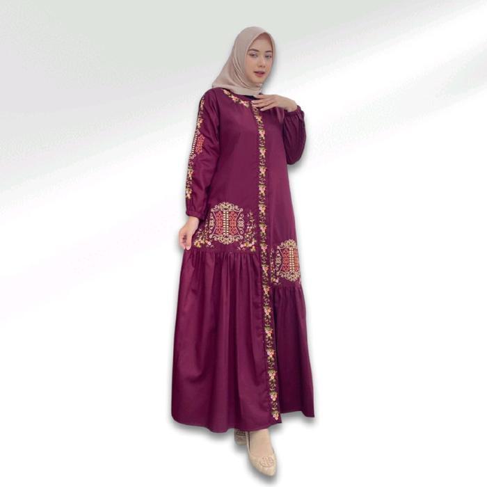 TERMURAH Gamis Wanita Dewasa Katun Toyobo Fodu Kombinasi Bordir by Radiafashion Muslim Lebaran