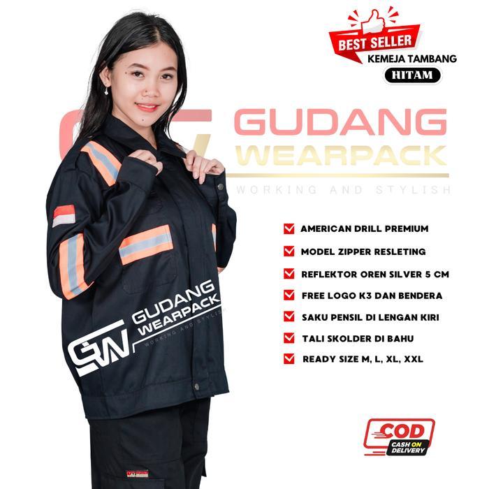 WEARPACK ATASAN KERJA LENGAN PANJANG WARNA HITAM POLOS