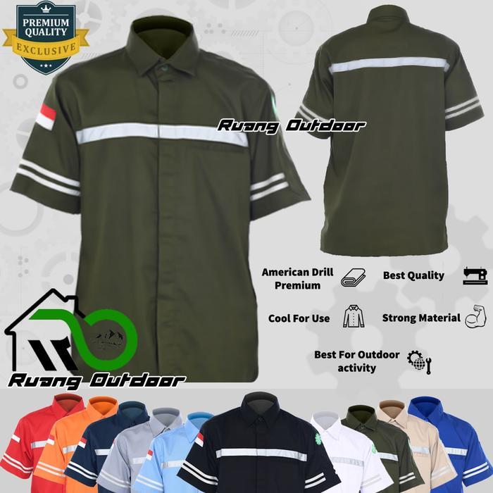Baju Kemeja Safety Wearpack K3 Lengan Pendek Proyek Tambang Werpack