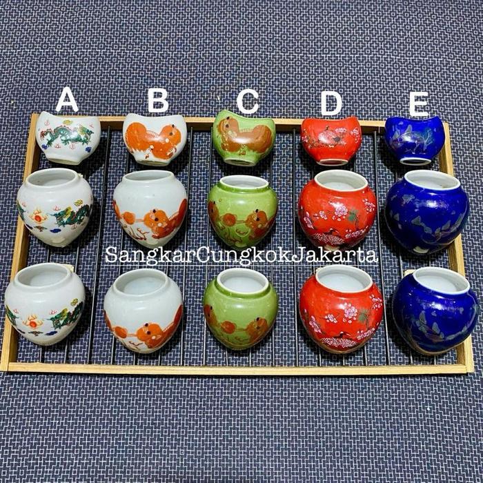 Cepuk Keramik Sangkar Burung Besar Murai Hwamei Anis set 3pcs