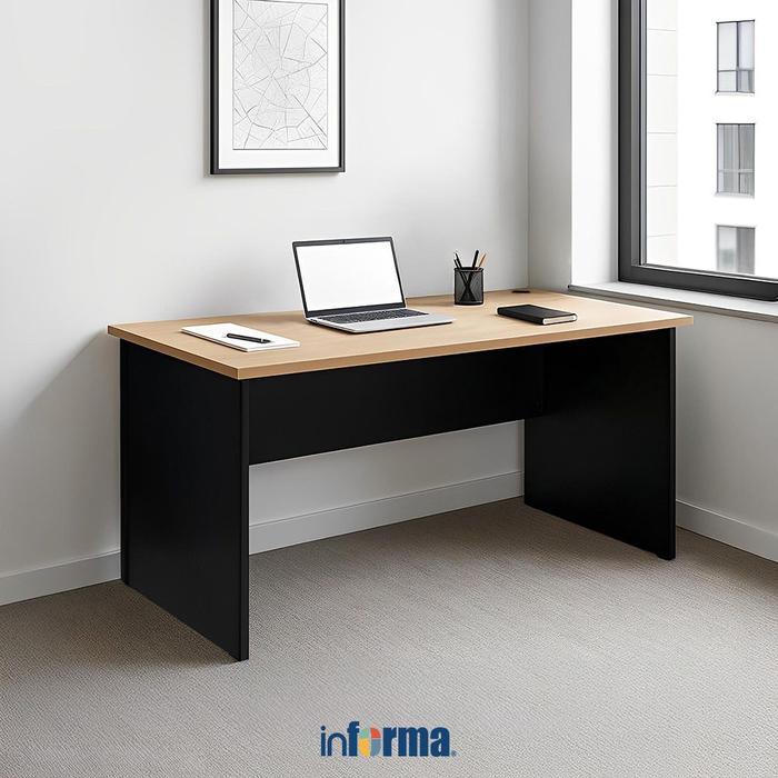 Informa Haris Meja Kantor - Hitam/Cokelat Oak Meja Kerja Meja Belajar Minimalis Tempat Kerja Perabot