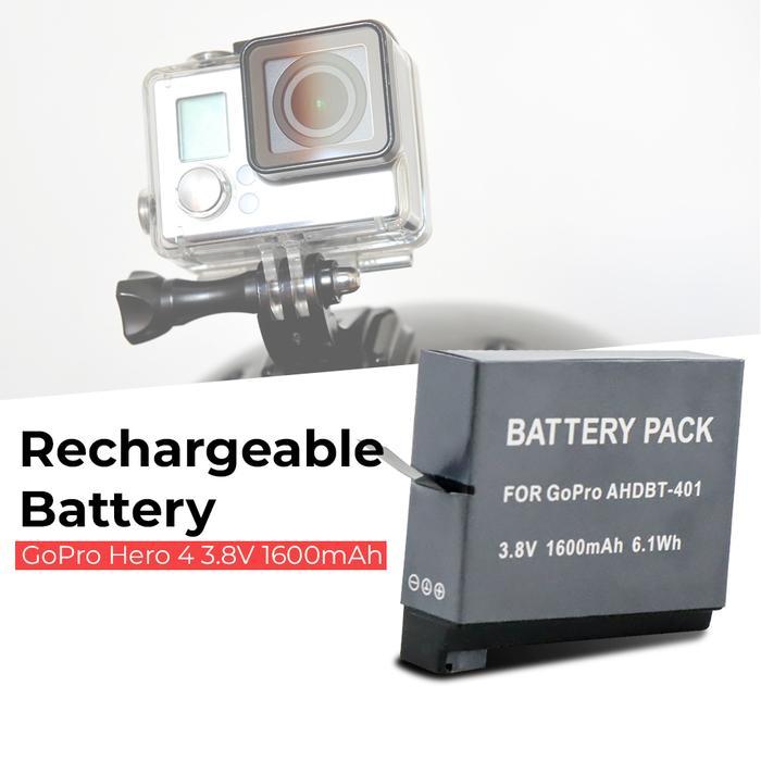 Battery Replacement & Dual Charger Gopro Hero 4 Silver - Baterai Gopro Hero 4 Black