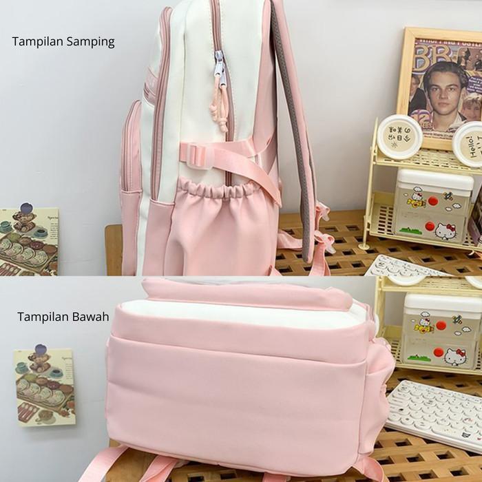 Tas Ransel Anak Sekolah Anime Perempuan Tas Backpack Waterproof Free Pin Karakter Anime Tas Sekolah