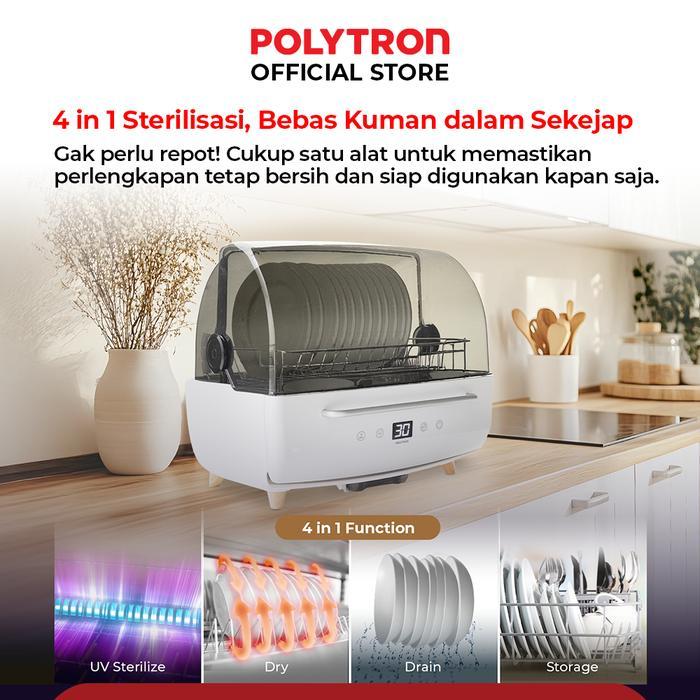 nozv- Polytron Kitchenmate Dish Dryer Uv Sterilizer Botol Bayi Rak Pengering Piring 80 Liter